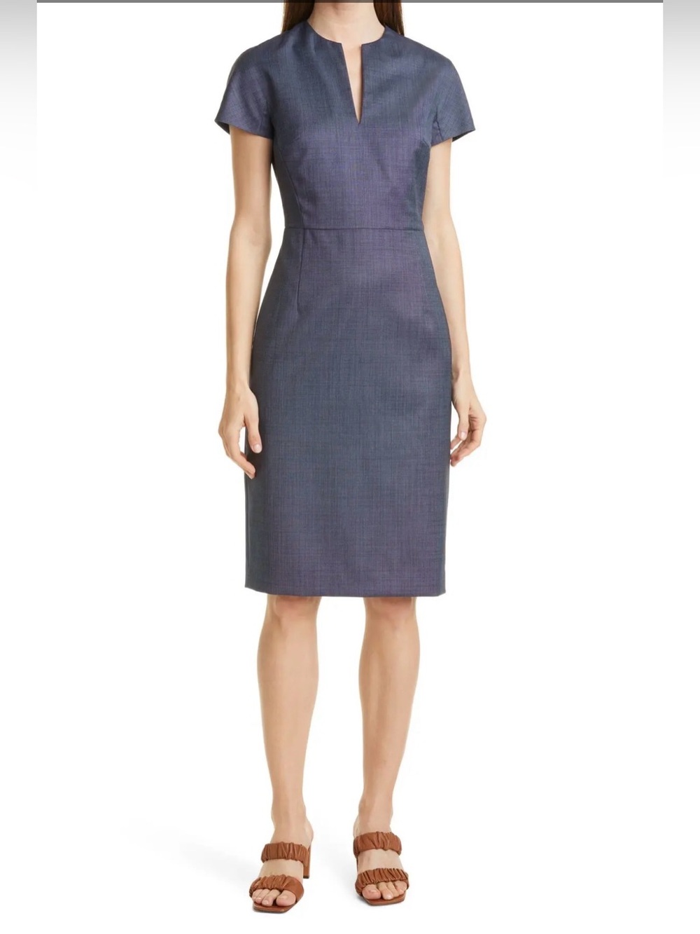 Hugo Boss Blue Sheath Minimalist Classic Dress Career Office Size 8